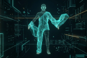 Diagramma visivo del tracciamento del corpo tramite computer vision per il virtual try-on.